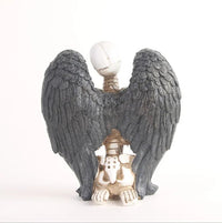 Resin 3D Skeleton Model Skull with Dark Wing Figurine for Halloween Decor Good Vibrations