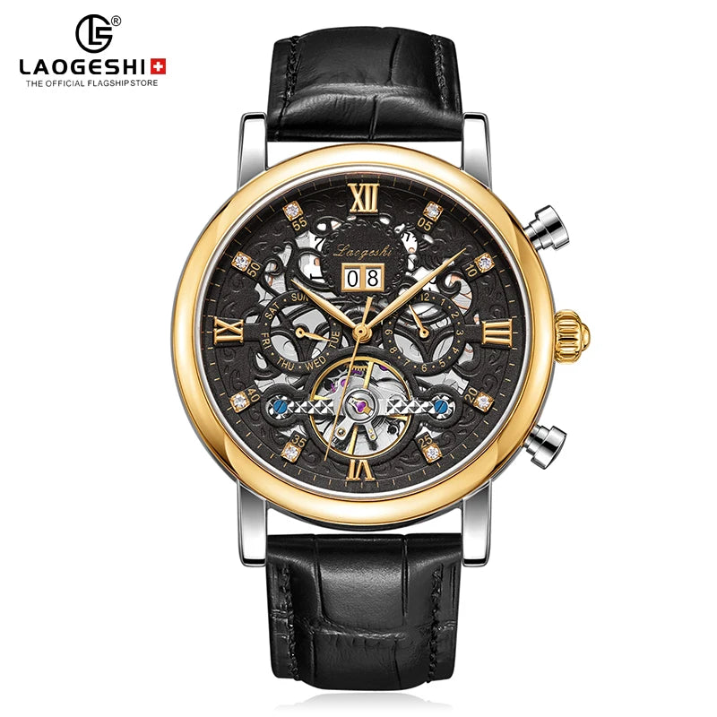 Automatic Watch Custom Logo Man Glow in Dark Watch Calendar Skeleton for Mens Diamond Watches Golden Wrist Luxury Tourbillon Good Vibrations