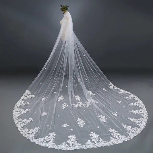 Wholesale Wedding Accessory One-Layer Veils With Lace Flower Bridal Veils 3M 4M 5M Soft Tulle Wedding Veil Good Vibrations