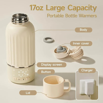 USA Warehouse 2025 New Design Multi-Function Adjustable Temperature Travel Baby Feeding Portable Breast Milk Bottle Warmer Good Vibrations