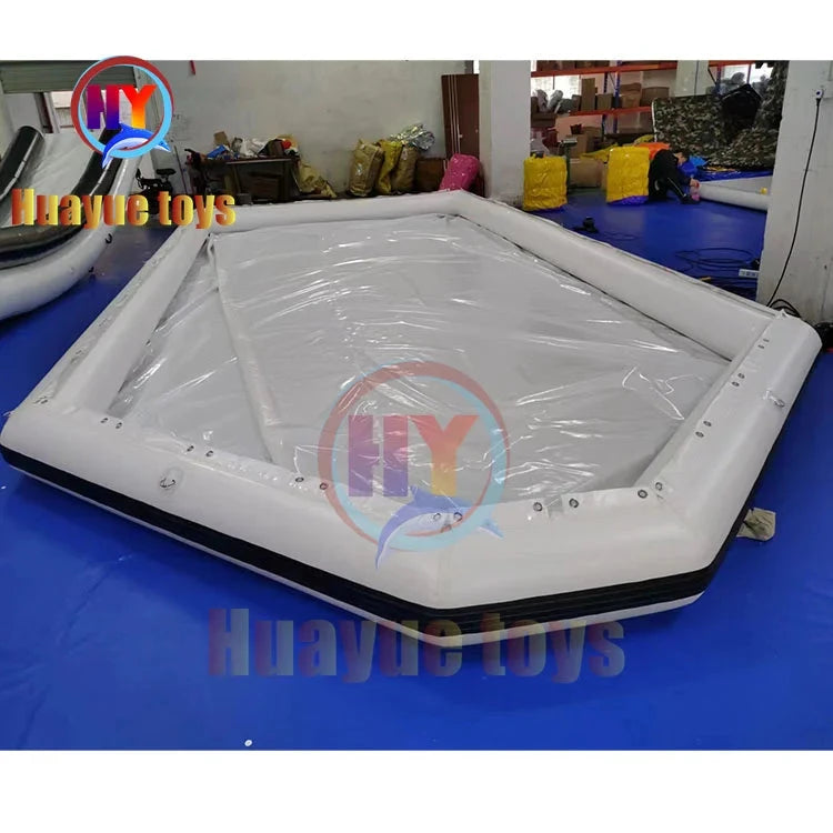 Hot Selling Portable Inflatable Yacht Floating Ocean Swimming Pool With Net Enclosure Water Park Game Equipment Good Vibrations