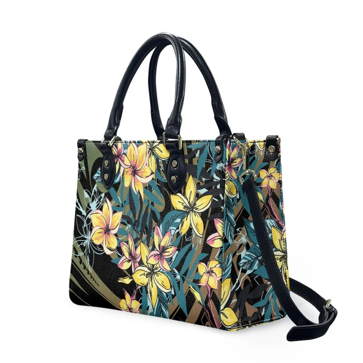Customized Luxury Leather Women Handbag Hawaii Tribal Polynesian Tattoo Print Pu Leather Purse Shoulder Bag Lightweight Tote Bag Good Vibrations