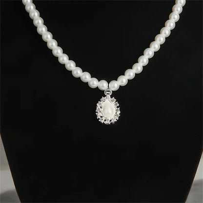 Pearl Jewelry Set for Women Water Drop Dangle Earrings Crystal Pendants Imitation Pearl Beads Necklaces femme brincos e colares Good Vibrations Adult Super Store