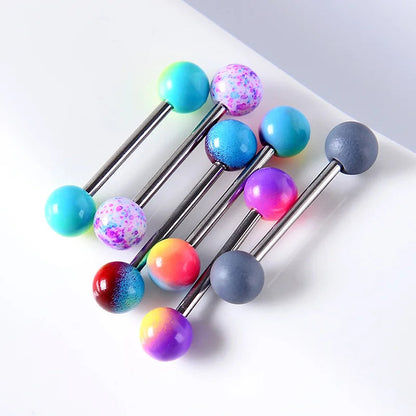 6PCS Stainless Steel Glorious Tongue Ring Bulk 14G Nipple Piercing Bar Lot Glitter Tongue Piercing Set Barbell Piercing Jewelry Good Vibrations Adult Super Store