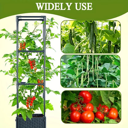 2-pack Tomato Planter Box with Lattice Frame Garden Bed Planter Box Self-watering Cucumber Terrace Good Vibrations