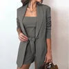 YiXin New Arrivals 2022 Vest Jacket Shorts Women Solid Color High Waist Women Outfits Three Pieces Set Women Clothing Good Vibrations