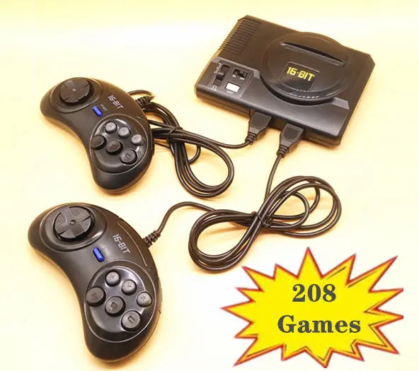 2025 New Retro Mini TV Video Game Console For Sega MegaDrive 16 Bit Games with 208 Different Built-in Games Two Gamepads AV Out Good Vibrations
