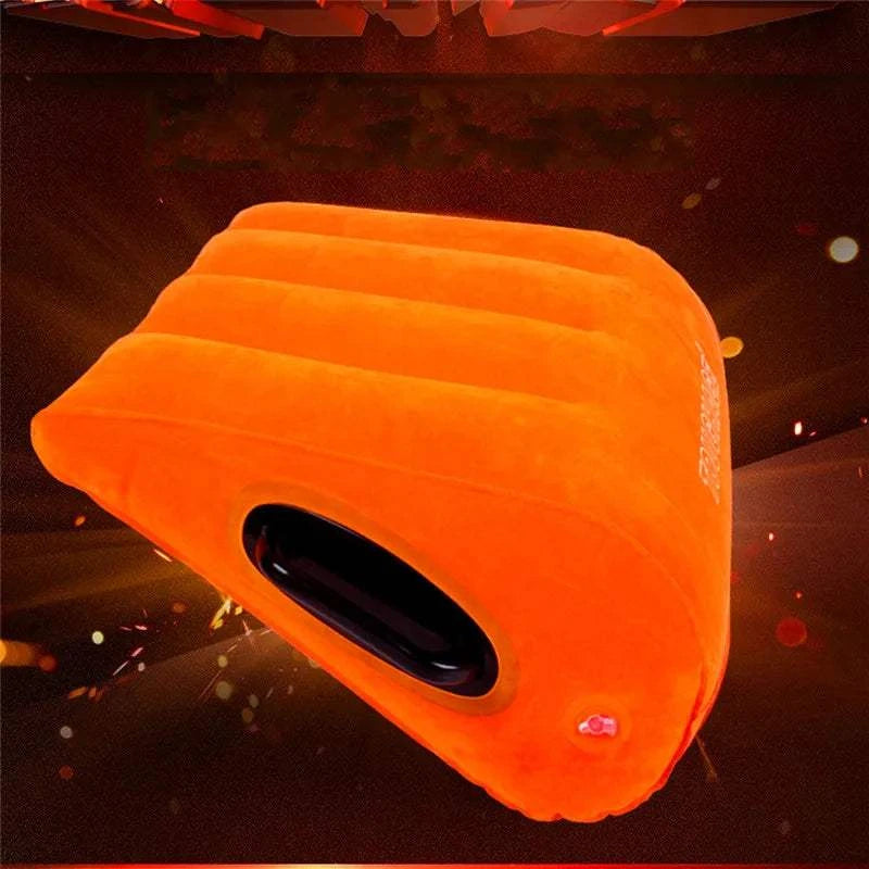 Inflatable adult erotic wedge pillow for couples' BDSM and position support.