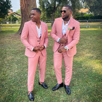 Custom Made Men Suits Rose Gold Groom Tuxedos Peak Lapel Groomsmen 3 Pieces Set ( Jacket + Pants + Vest + Bow Tie ) D411 Good Vibrations