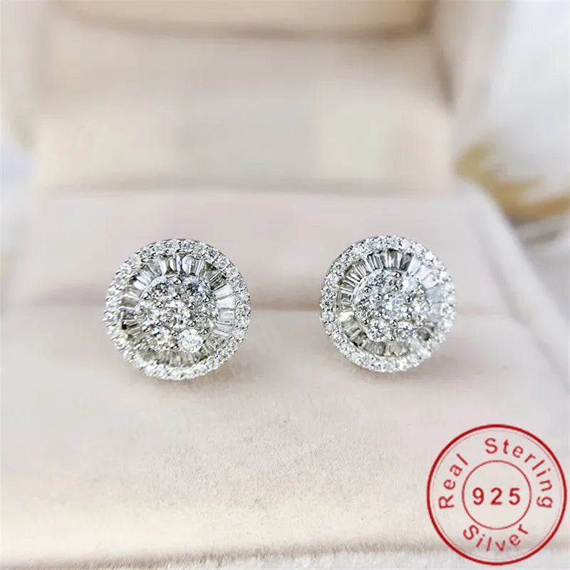 Charm 14K Gold Lab Diamond Stud Earring Real 925 sterling silver Jewelry Engagement Wedding Earrings for Women Bridal Party Gift Good Vibrations