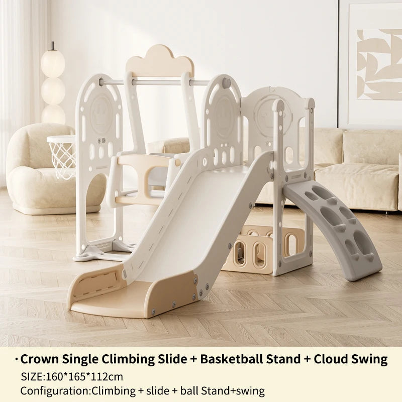 Feelbaby White Plastic Indoor Playground Set Swings Slide for Kids Home Garden Use-PE Material for Educational Shopping Mall Use Good Vibrations