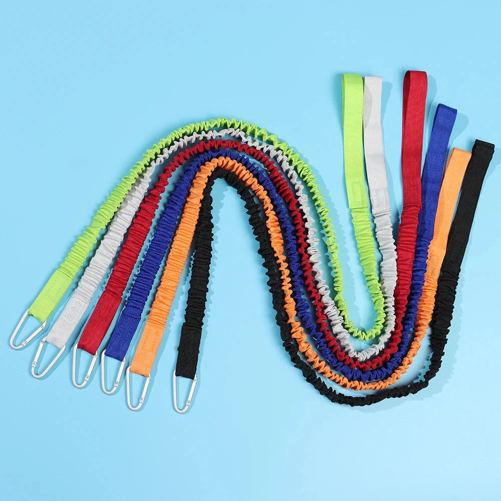 Paddle Leash Kayak Rod Lanyard Surfboard Ankle Leash Safety Carabiner Elastic Adjustable Paddle Board Rope Fishing Rod Holder Good Vibrations