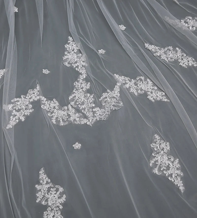 Wholesale Hot Sell Latest Long Tulle Wedding Bridal Veil Lace Wedding Veil Good Vibrations