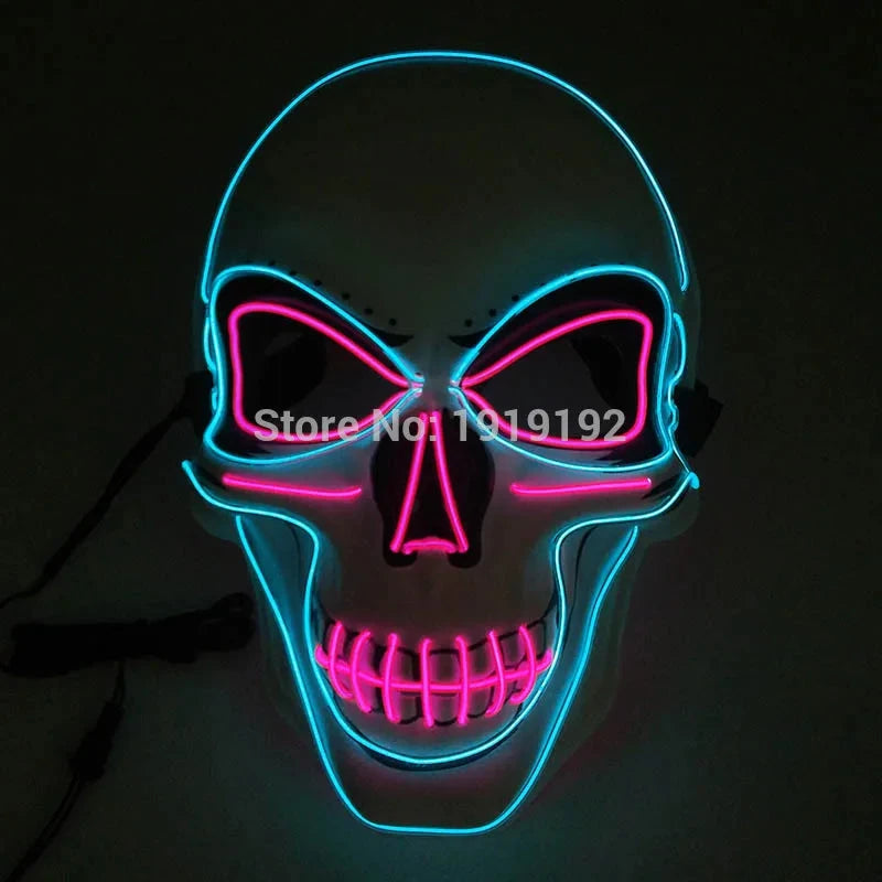 Halloween Carnival Party Costume Decoration Luminous LED Mask Halloween Mask LED Maske Light Up Party Masks for Glow Party Good Vibrations