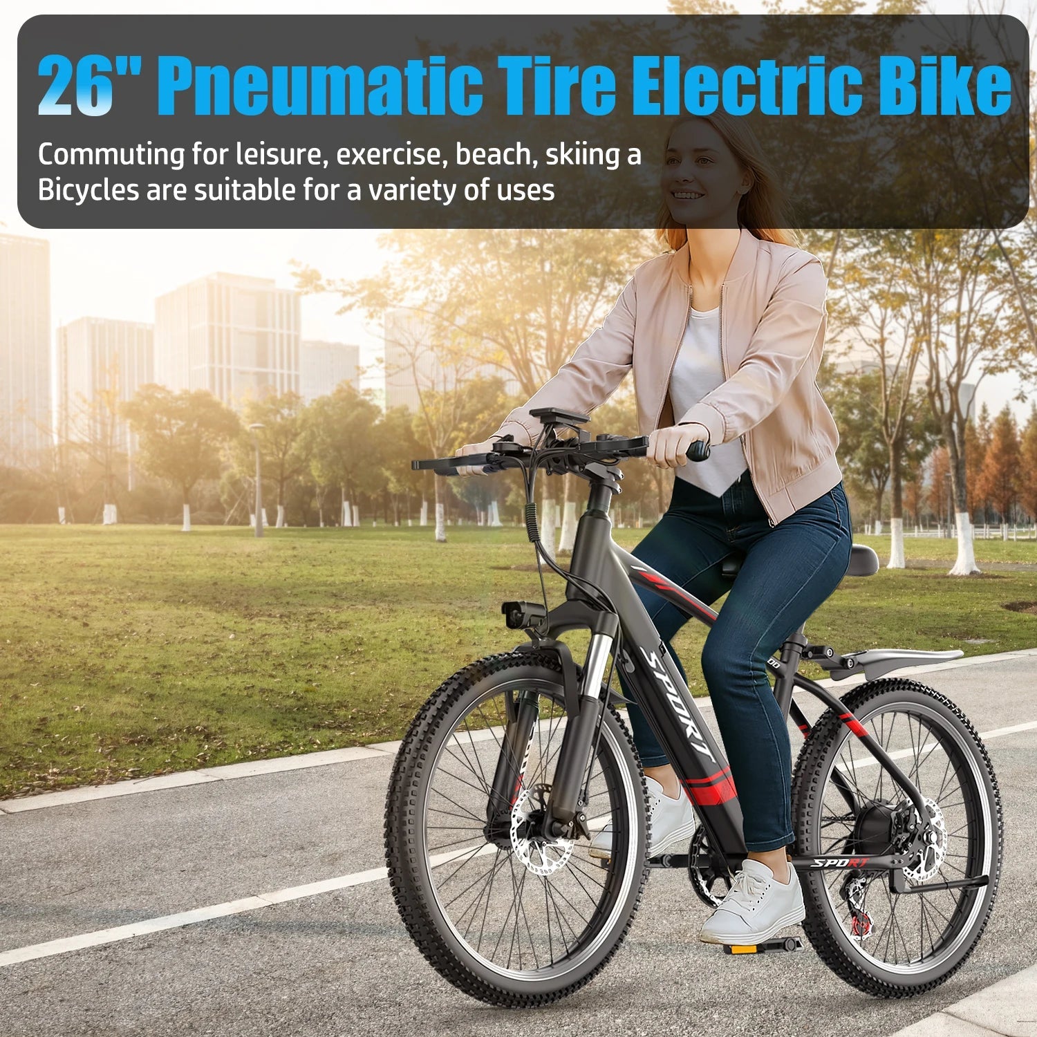 26 Inch Electric Bike for Adults 500W Powerful Motor 48V 10.4Ah Removable Batter 30 Miles Range Electric Mountain Bike Good Vibrations