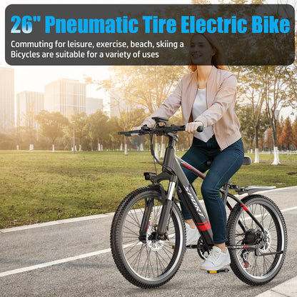26 Inch Electric Bike for Adults 500W Powerful Motor 48V 10.4Ah Removable Batter 30 Miles Range Electric Mountain Bike Good Vibrations