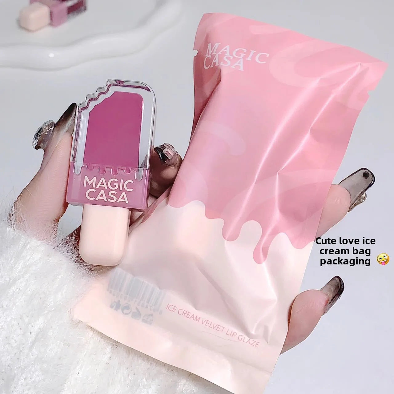 MAGIC CASA Beauty Makeup Ice Cream Glossy Lip Gloss Liquid Moisturizing Lip Oil Mirror Style Hot Item Good Vibrations