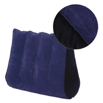 Inflatable erotic wedge cushion for adult magic games and couples.