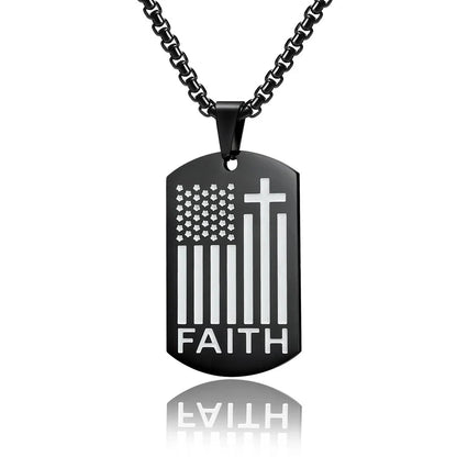 Bible Cross Necklace Dog Tag Pendant Inspiring Strengthening Courage Scripture Necklaces for Men Religious Jewelry Good Vibrations