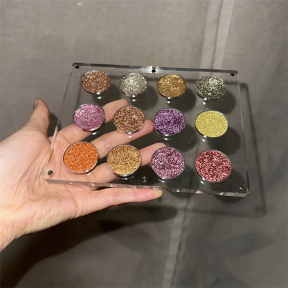 clear Plastic Acrylic Magnetic Private Label Cosmetics Makeup Magnetic Empty Single 4 /9/12 /15 /20/24 Color Eye Shadow Palette Good Vibrations