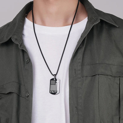 Bible Cross Necklace Dog Tag Pendant Inspiring Strengthening Courage Scripture Necklaces for Men Religious Jewelry Good Vibrations