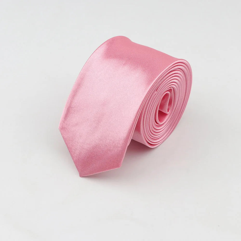 Tie for Men Solid Color Slim Necktie Polyester Narrow Cravat Blue Purple Gold Pink Formal Ties Fashion Daily Shirt Accessory Good Vibrations