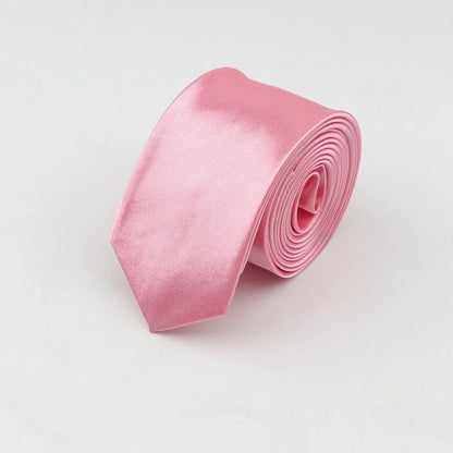 Tie for Men Solid Color Slim Necktie Polyester Narrow Cravat Blue Purple Gold Pink Formal Ties Fashion Daily Shirt Accessory Good Vibrations