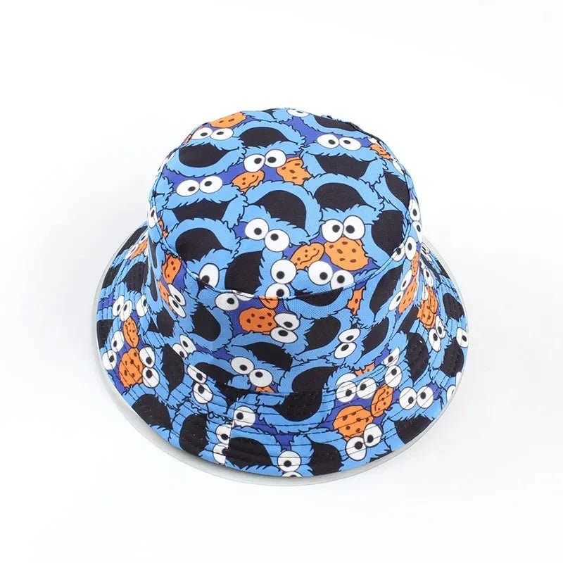 New Bucket Hat Hip Hop Men Cartoon Print Fisherman Caps Streetwear Double-sided Hats For Women Beach Cap Unisex Panama Hat Good Vibrations