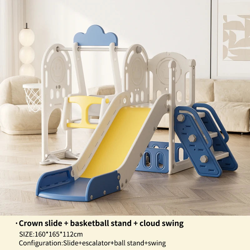 Feelbaby White Plastic Indoor Playground Set Swings Slide for Kids Home Garden Use-PE Material for Educational Shopping Mall Use Good Vibrations