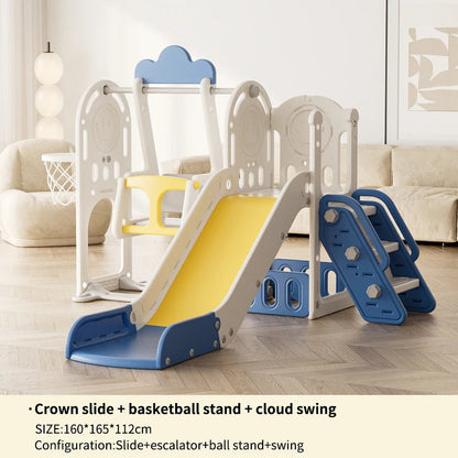 Feelbaby White Plastic Indoor Playground Set Swings Slide for Kids Home Garden Use-PE Material for Educational Shopping Mall Use Good Vibrations