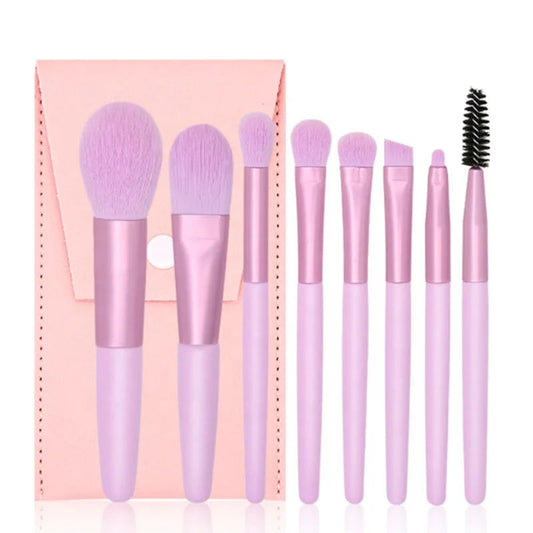 8pcs Macaron Makeup Brushes Set Eye Shadow Foundation Tool 8pcs Mini Travel Portable Cute Makeup Brush for Kids with Zipper Bag Good Vibrations