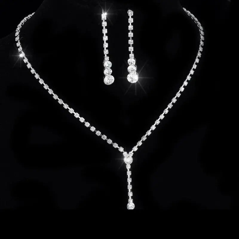 Women's Silver Color Fashion Wedding Jewelry Luxury Crystal Pearl Necklace/Bracelet/Ring/Earrings Ladies Jewelry Sets for Bridal Good Vibrations Adult Super Store