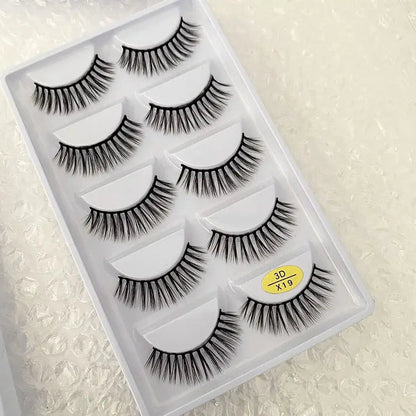 5 Pairs Multipack 3D Soft Mink Hair False Eyelashes Handmade Wispy Fluffy Long Lashes Natural Eye Makeup Tools Faux H13 E08 E01 Good Vibrations
