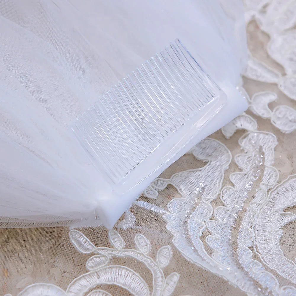 New Arrivals Appliques Lace Veil New Bride Wedding Dress Accessories 3 Meters Long Trailing Soft Veil Good Vibrations