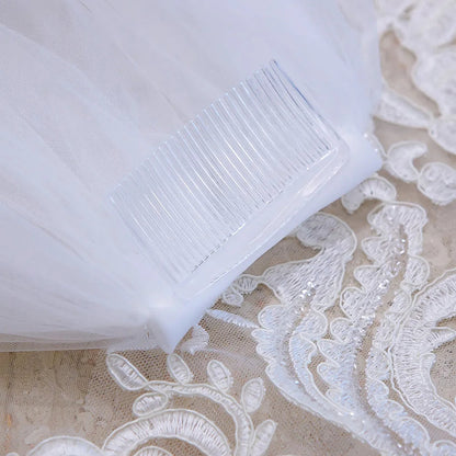 New Arrivals Appliques Lace Veil New Bride Wedding Dress Accessories 3 Meters Long Trailing Soft Veil Good Vibrations