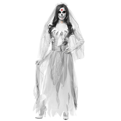 Women's Horror Ghost Dead Corpse Zombie Bride Dress Cosplay Halloween Costume for TV & Movie Fans Good Vibrations
