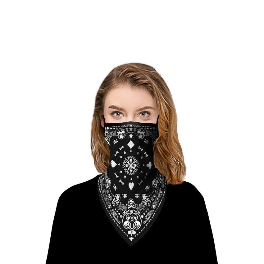 Coexistence Summer UV Protected Polyester Women's Cycling Bandana Breathable Triangle Face Mask Scarf Sun Protection Veil Good Vibrations