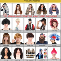 Long Wavy Ombre Cosplay Wig With Bangs Synthetic Fiber Heat Resistant Fashion Gradient Color Party Halloween Costume Women Wig Good Vibrations