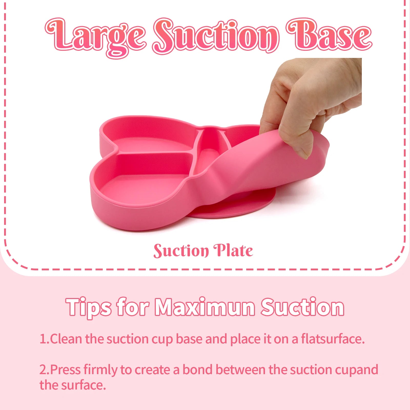 Baby Meal Plate, Baby Suction Cup Silicone Bowl, Children's Complementary Food Plate, Baby Meal Plate, Grid Plate Good Vibrations