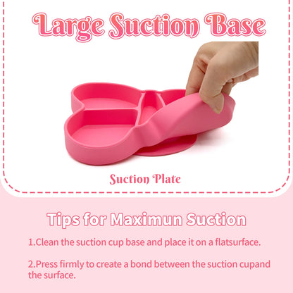 Baby Meal Plate, Baby Suction Cup Silicone Bowl, Children's Complementary Food Plate, Baby Meal Plate, Grid Plate Good Vibrations