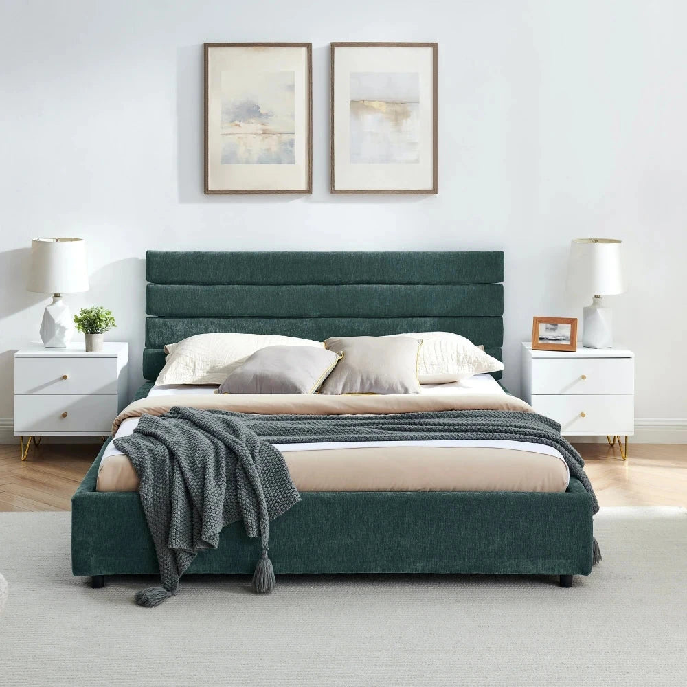 Queen Size Cushioned Bed Comfortable Cushionedbed Frame Headboard and Solid Bed Frame Good Vibrations