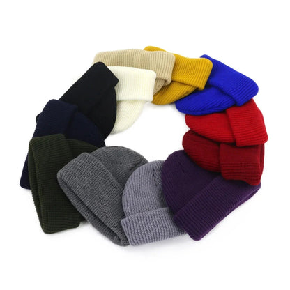 Hip Hop Beanie Knitted Hat Men Skullcap Women Winter Warm Brimless Unisex Baggy Melon Cap Cuff Docker Fisherman Beanies Hats Good Vibrations