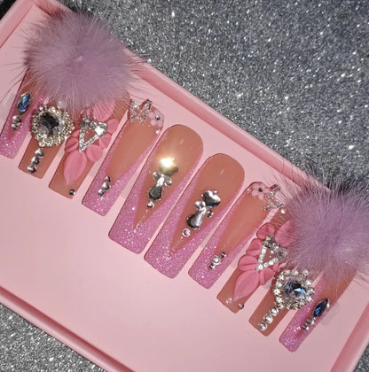 High Quality Multiply Designs 3D Handmade Customize Salon Press on Nails Acrylic Materials Set Good Vibrations