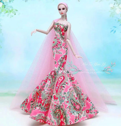 hot Wedding Dress for 30cm bjd Doll Princess Evening Party Clothes Wears Long Dress Outfit Set 30cm 1/6 clothes accessories Good Vibrations
