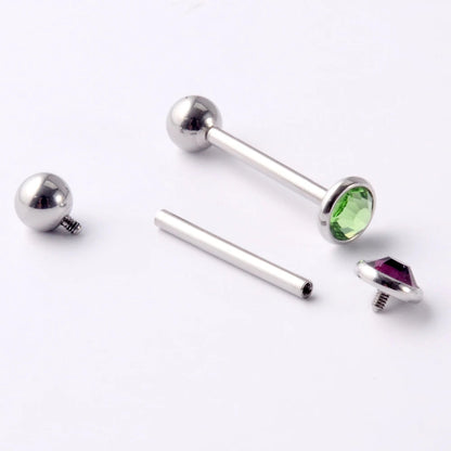 1PC Anti-Allergy Surgical Steel Tongue Rings Women Flat Zircon Piercing Tongue Barbells Piercing Body Jewelry 14g Good Vibrations