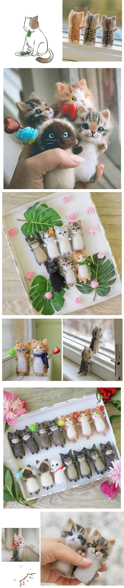 Cute and Interesting handmade toys DIY wool felt cat kits unfinished plush doll poking music toy gift Non-finished product Good Vibrations