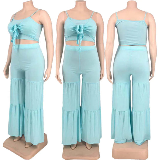2021 Women Striped Plus Size 2 Piece Sets Women Outfits Crop Top Pants Two Pieces Sets Summer Clothes for Female Good Vibrations