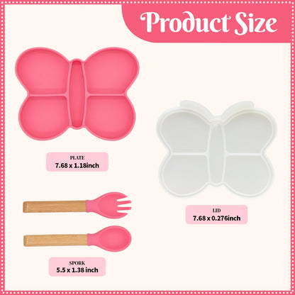 Baby Meal Plate, Baby Suction Cup Silicone Bowl, Children's Complementary Food Plate, Baby Meal Plate, Grid Plate Good Vibrations