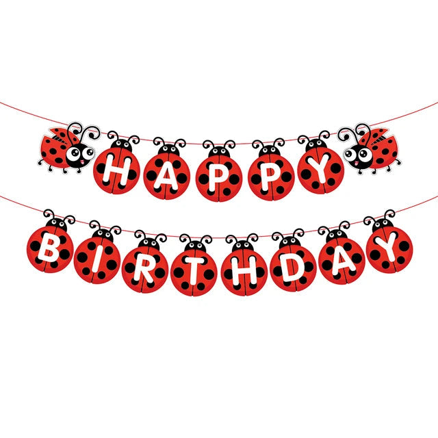 Cartoon Ladybug Theme Birthday Supplies Tablecloth Paper Plate Cup Banner Balloon Party Decoration Set Baby Shower Decoration Good Vibrations
