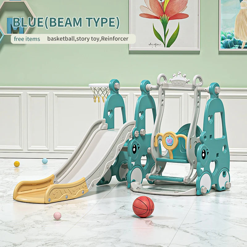 6 in 1 Indoor Playground Set for Children HDPE/PE Swing and Slide Toys Baby Playhouse with Indoor Slide and Swing Features Good Vibrations